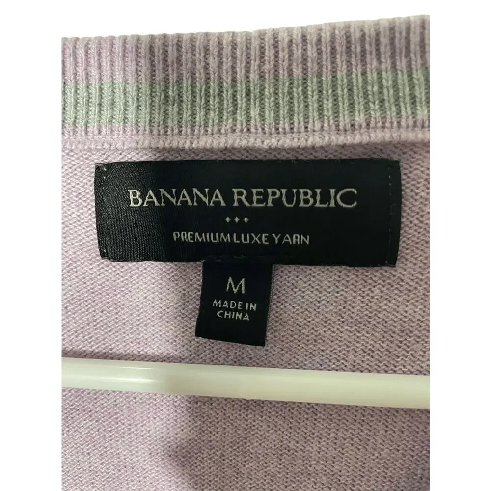Banana Republic Silk Cotton Old Money Premiumlux Yarn V-Neck Pullover Men's Sz M